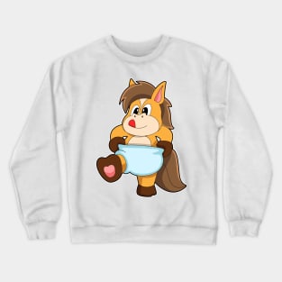 Horse as Baby with Diaper Crewneck Sweatshirt